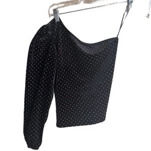 Zara Asymetrical off Shoulder bedazzled top